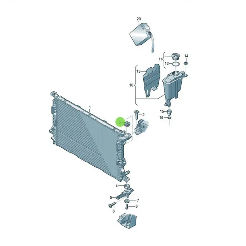 Apply to Aud-i A4 B8 Upper rubber pier of water tank Rubber bearing Buffer block Bracket 8K0 121 275 A / C