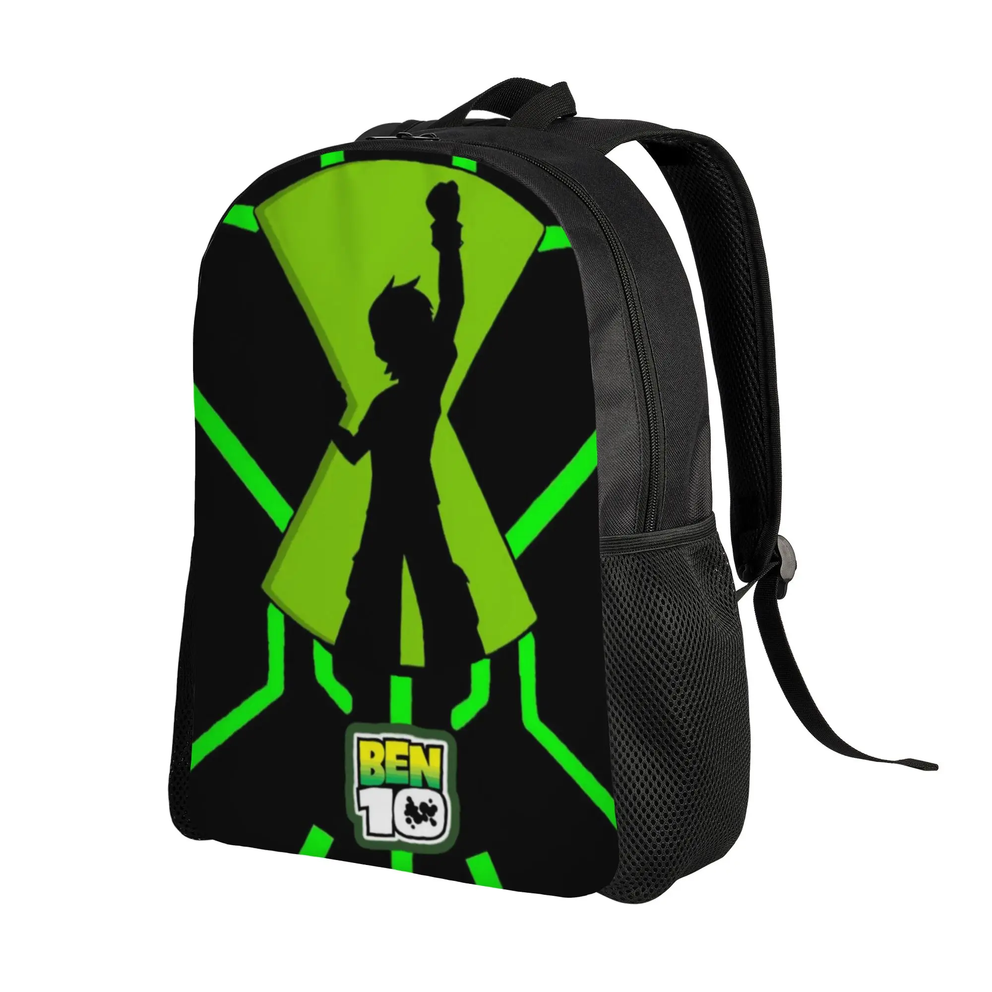 Back to school season Multi-Function Teen Hero Silhouette Green Wristwatch Daypack  Students Backpack