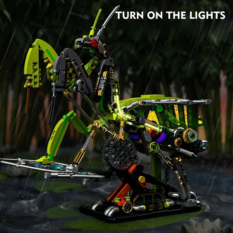999PCS Create MOC Technical Mechanical Mantis Insect Life Set With light Building Blocks Bricks DIY Toys for Christmas Gifts