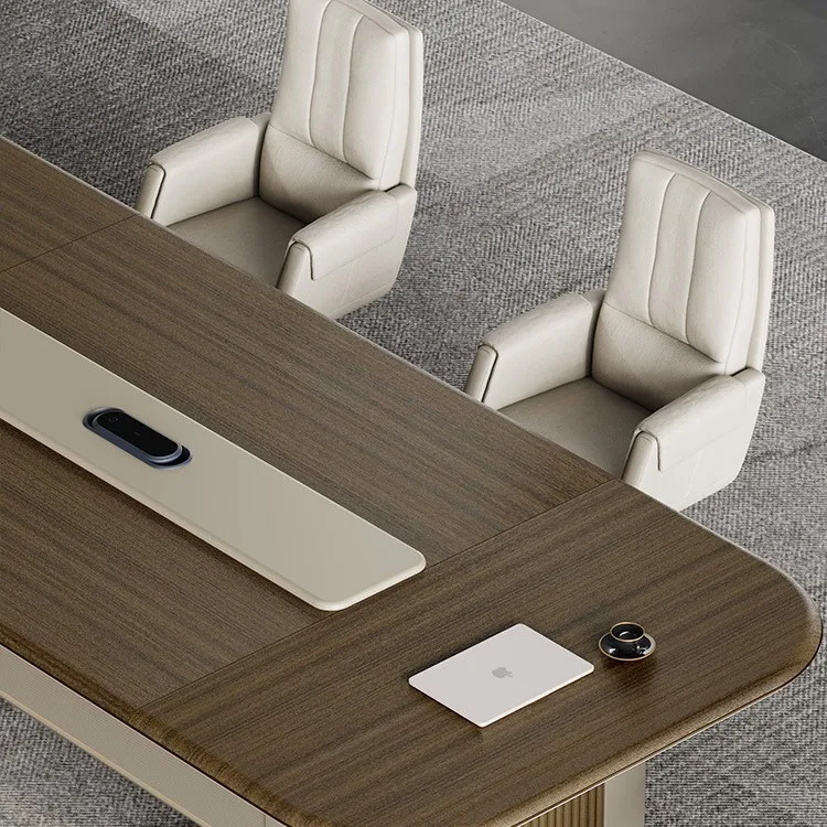 مؤتمر جوي فاخر وخفيف، طاولة تفاوض حديثة وبسيطة، مؤتمر كبير، طاولة طويلة، طاولات وكراسي غرفة الاستقبال