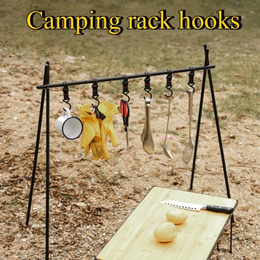 

6pcs/set Outdoor Camping Removable Hook Detachable S Hook Hanging Storage Rack Coat and Hat Hook Multifunctional Outdoor Tool