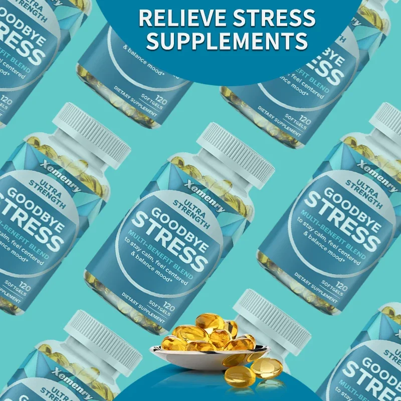 Stress Relief Capsules with GABA, L-Theanine, Mood & Stress Relief 120 Capsules Gluten Free Non-GMO