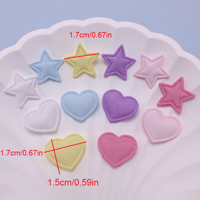 100PcsDouble Side Fabric Star Heart Padded Applique For Children\'s Headband Hair Clip Accessories Shoes Hats Decoration Patches