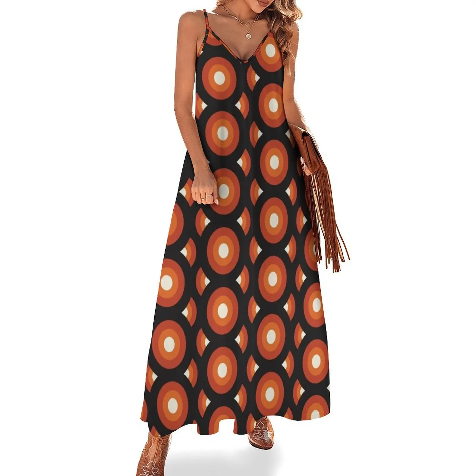 

Retro 60s 70s Geometric Pattern Sleeveless Dress summer dress Dress for girls