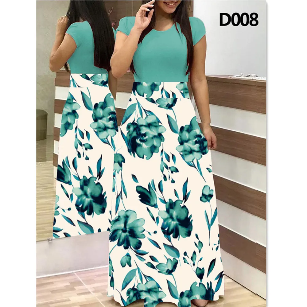 Vintage Clothes Roupas Feminina Vestido Summer Women's Floral Slim Fit Short Sleeved O-Neck Maxi Dress Is Fashion Long Dresses