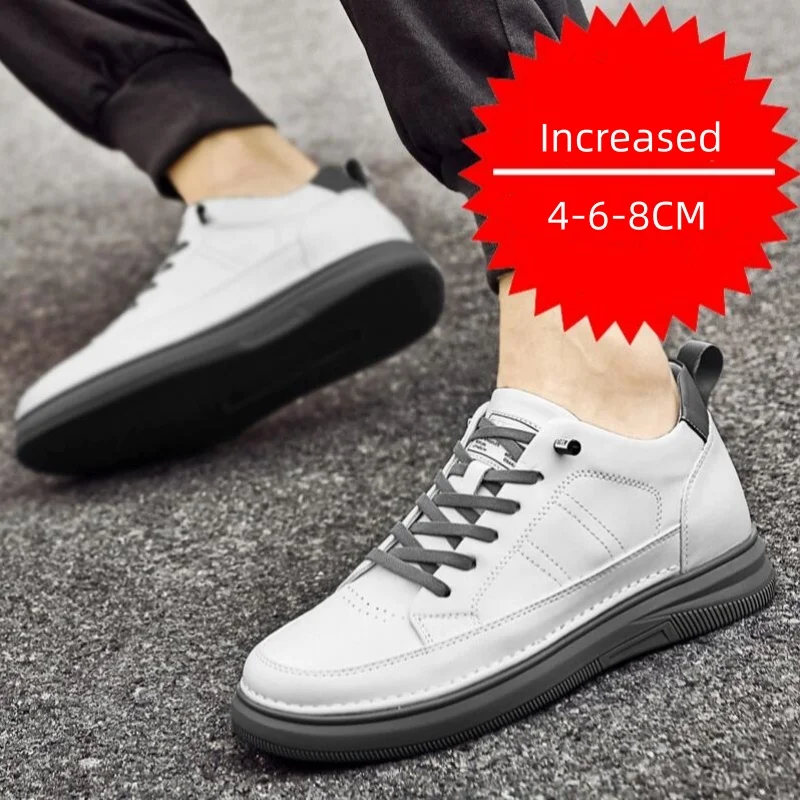 

2026 Casual Elevator Shoes for Men Height Increase 4-6-8CM White Black Tall Lift Sneakers Comfortable Heightening Footwear