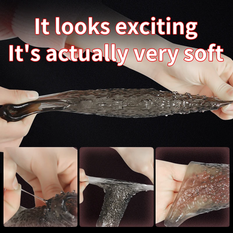 Consolador reutilizable para retrasar la eyaculación, condón, extensión de funda para pene, suministros para parejas y adultos, tapón Anal, Juguetes sexuales para hombres, productos sexuales 18+