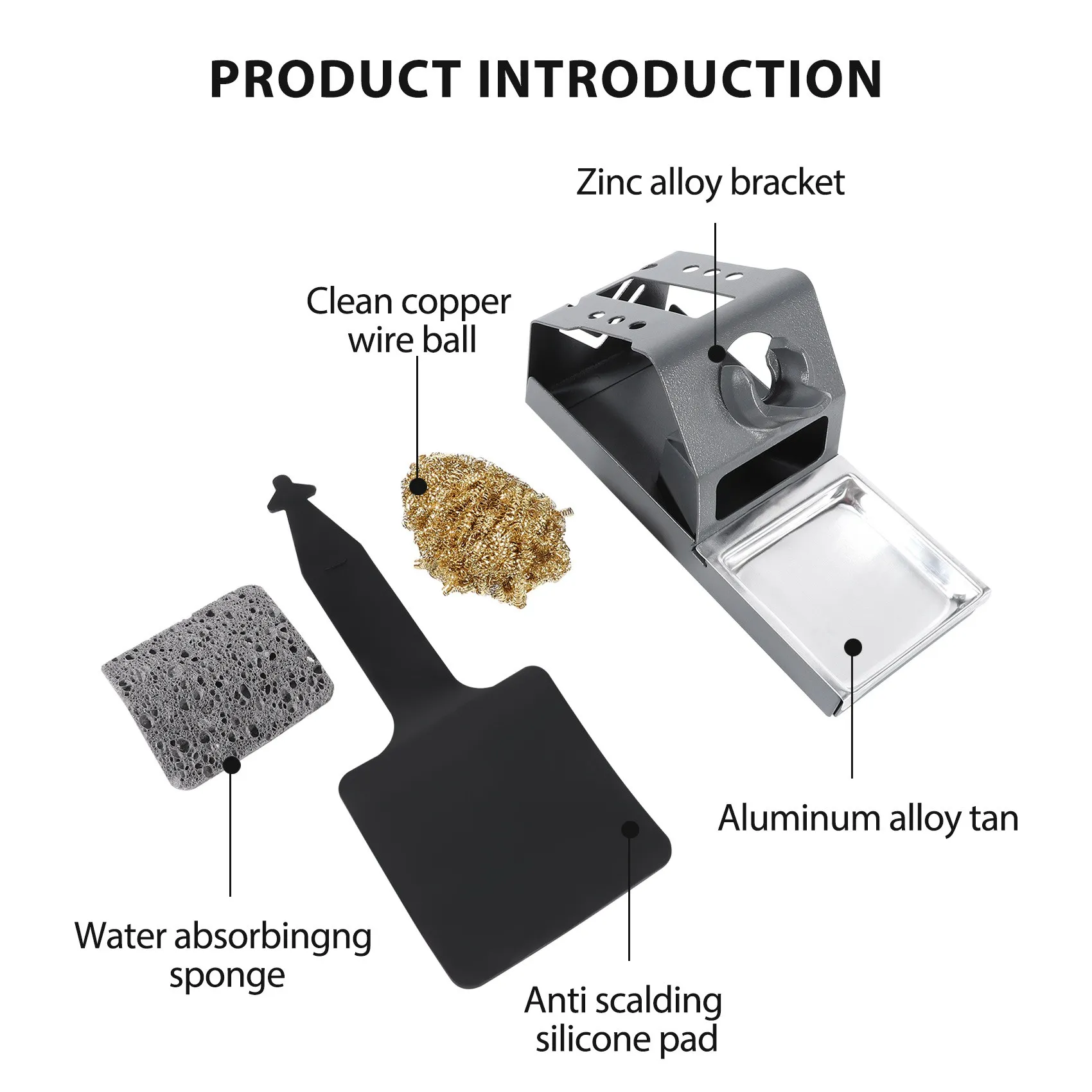 T12 Soldering Iron Station Stand Stable Welding Solder Iron Tips Holder with Insulation Pad Brass Wire Ball Tip