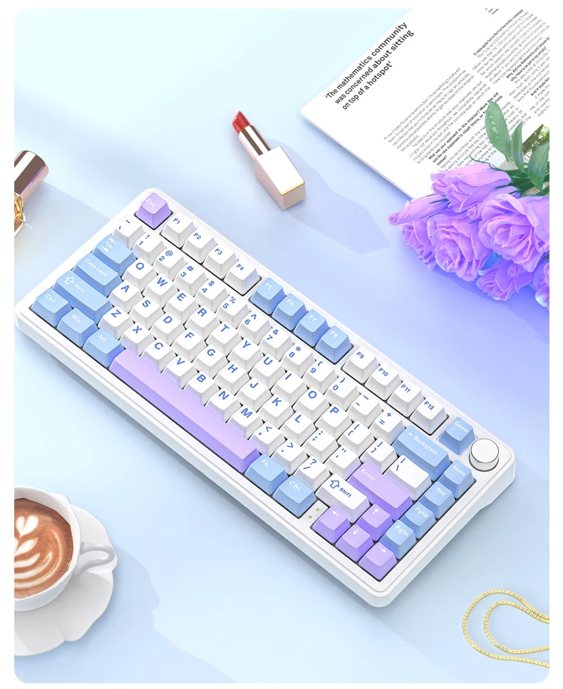 X85  mechanical keyboard,Bluetooth-Compatible 2.4GHz,tri-mode,RGB Effects,metal knobs,full-key hot-swap, or PC Lapt