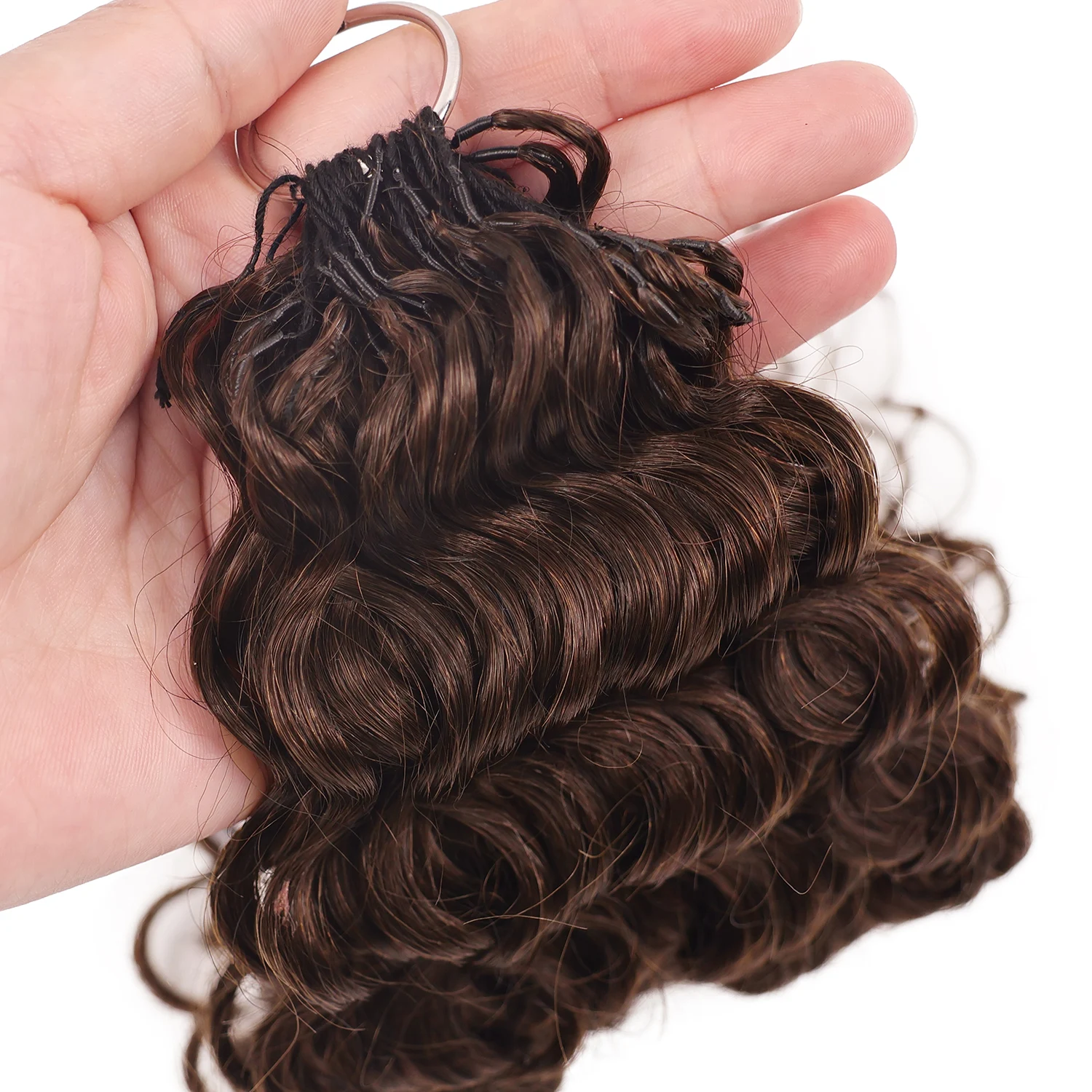 12A Dark Brown Feather Crochet Human Hair Extension For Braid Water Wave Pre-Separated Knotless #4 Color Curly Crochet Hair