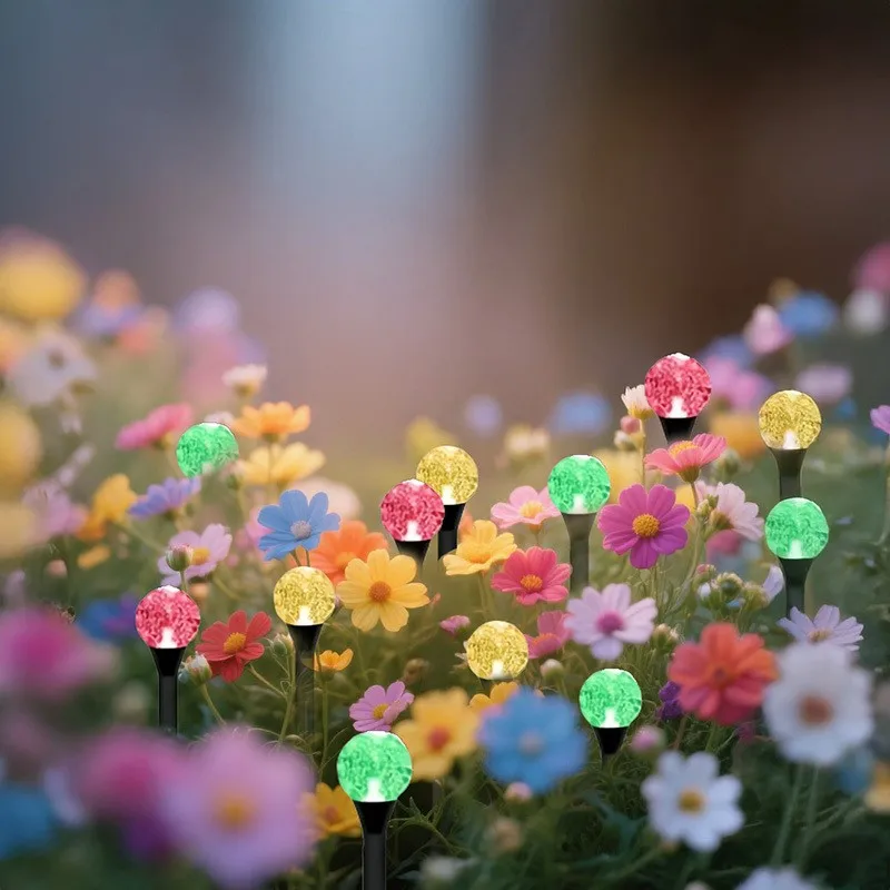 Stardust Dewdrop Globe LED Path Stake Lights, Outdoor Waterproof Glass Bubble Lights for Lawn Walkway Garden Decoration