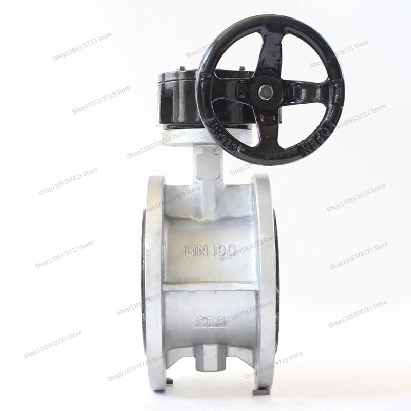 For 304 Stainless Steel, Turbine Flanged Butterfly Valve D341X-16P Rubber Lined Butterfly Valve
