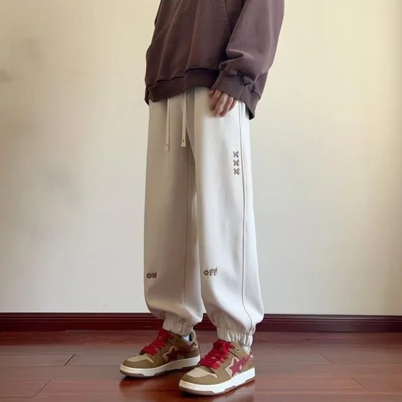 

Man Sports Pants Fleece-lined and Extra Thick Cotton American Style Trousers Korean Y2k Essential Elegant Sweatpants for Men