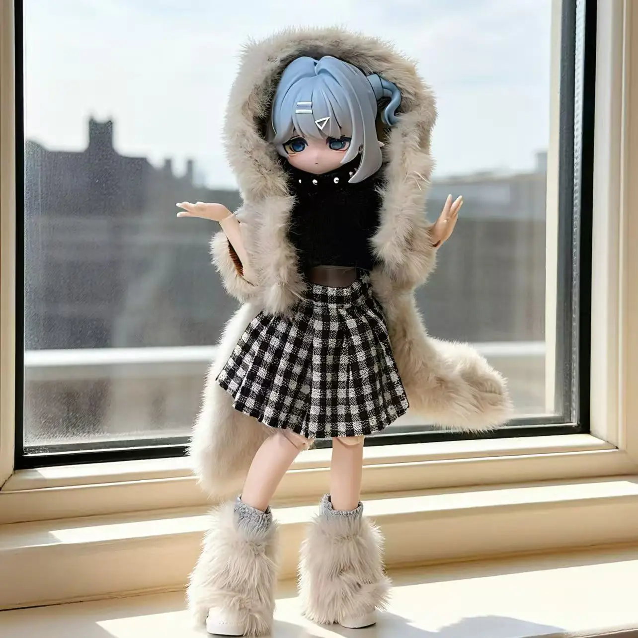 Winter Plush Doll Outfit Set 8/12 Points Ob11 Maid Style 11-17cm Fit Asi Body Bjd Doll Clothes Decor Collectibles - view 3