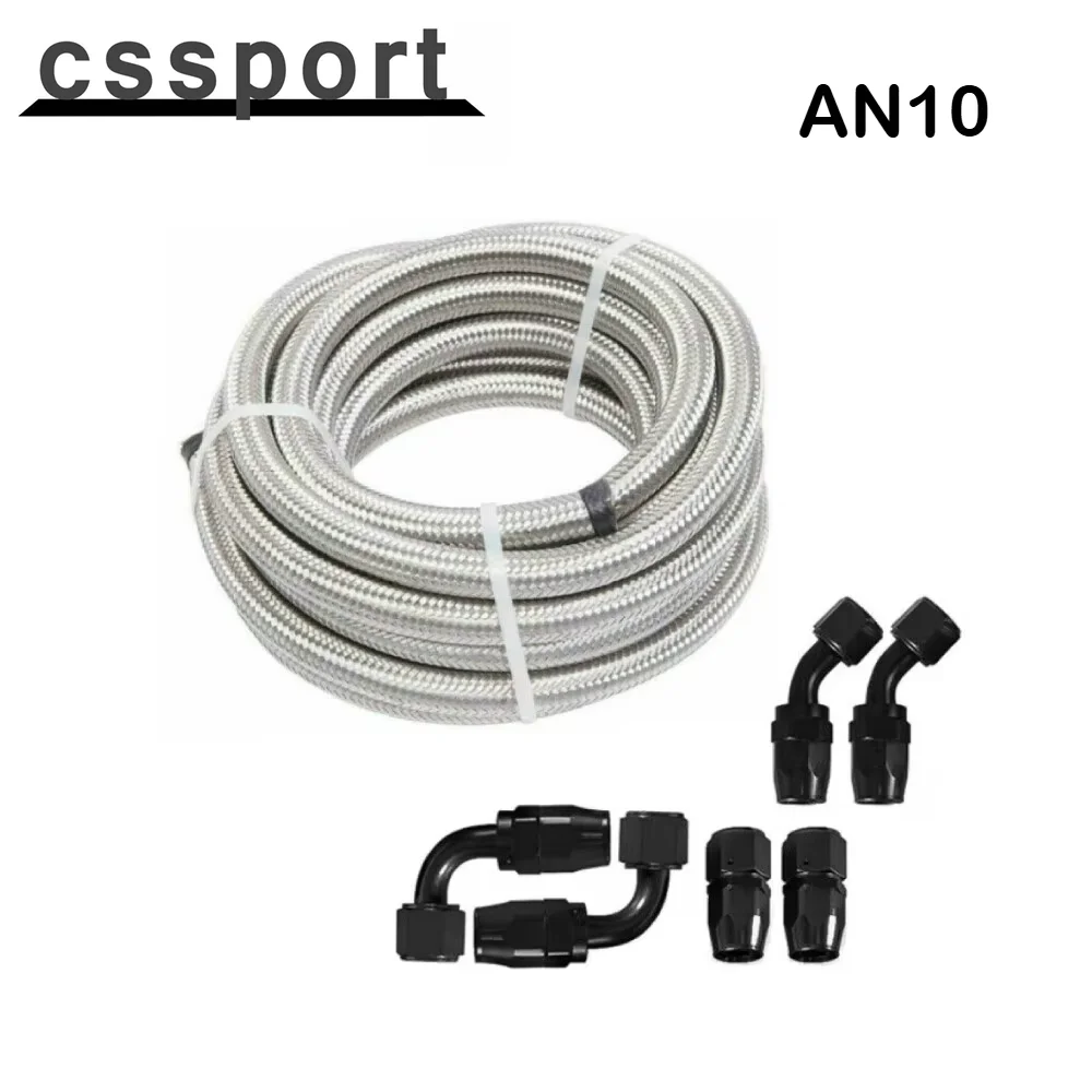 

10FT 3.05M AN10 CPE Nylon Braided Fuel Line with 10PCS 6AN Fittings Hose End Kit
