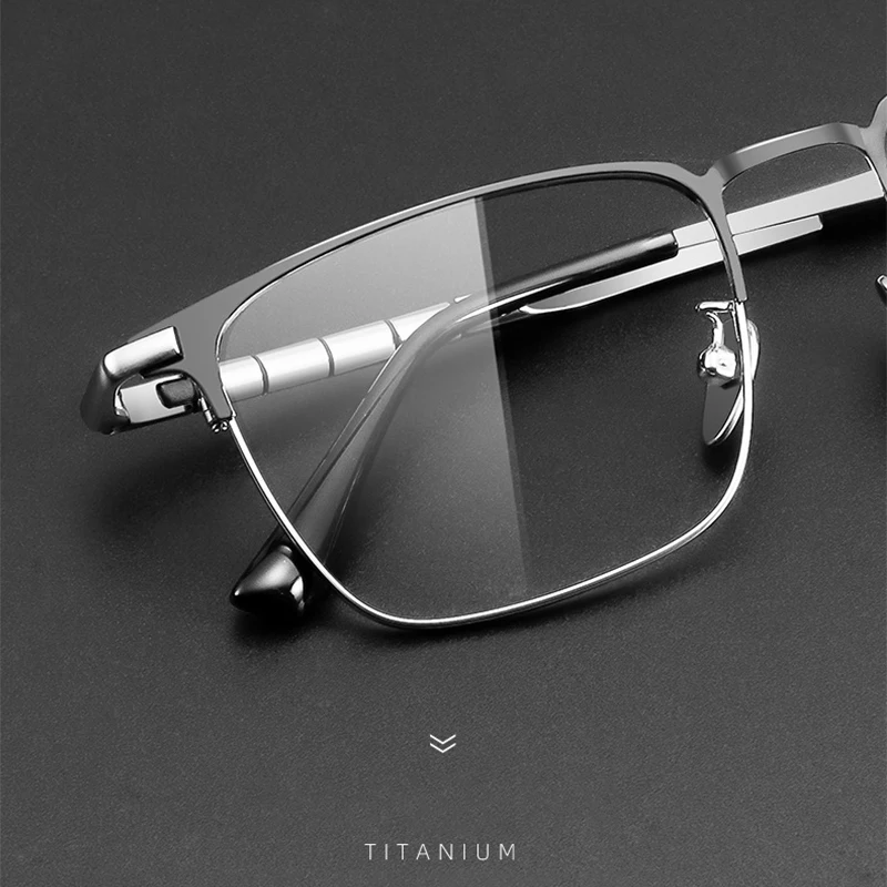Pure Titanium Glasses Frame Men Full-rim Square Eyeglasses Men‘s Business Eyewear Bamboo Joint Design Contrast Color Eyewear