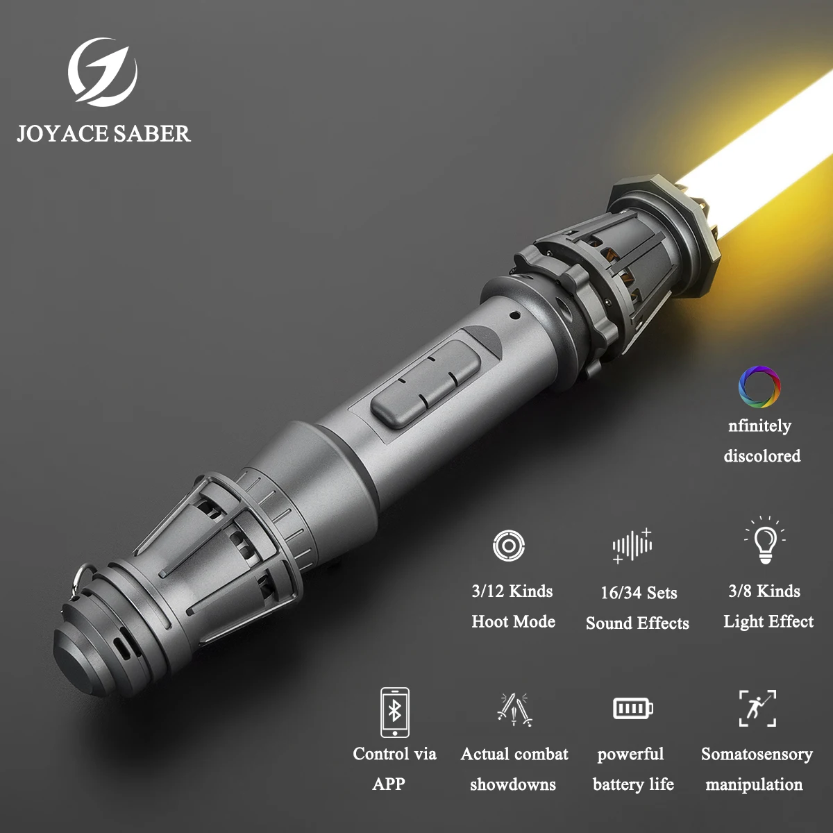 

JOYACESABER Metal Lightsaber Rey Skywalker Pixel Light Saber Sensitive Smooth Swing Heavy Dueling RGB Laser Sword Bluetooth Toys