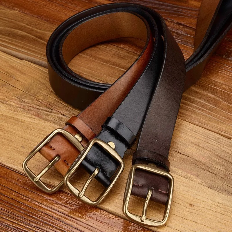 Men's leather belt pure handcrafted top layer versatile and casual for men