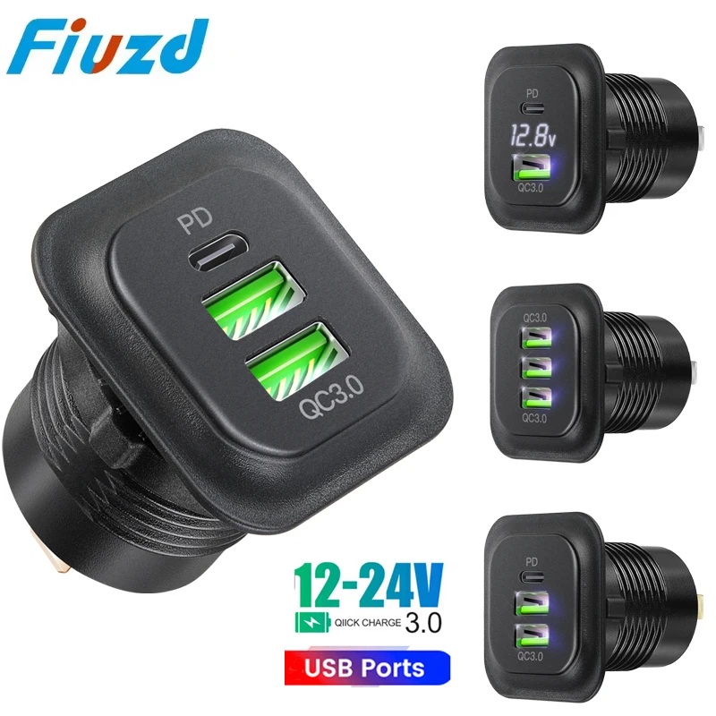 Usb socket in the car Quick Charge power outlet Socket 12V/24V USB Outlet PD3.0&QC3.0 Socket for Vehicle Boat Truck Motorcycle