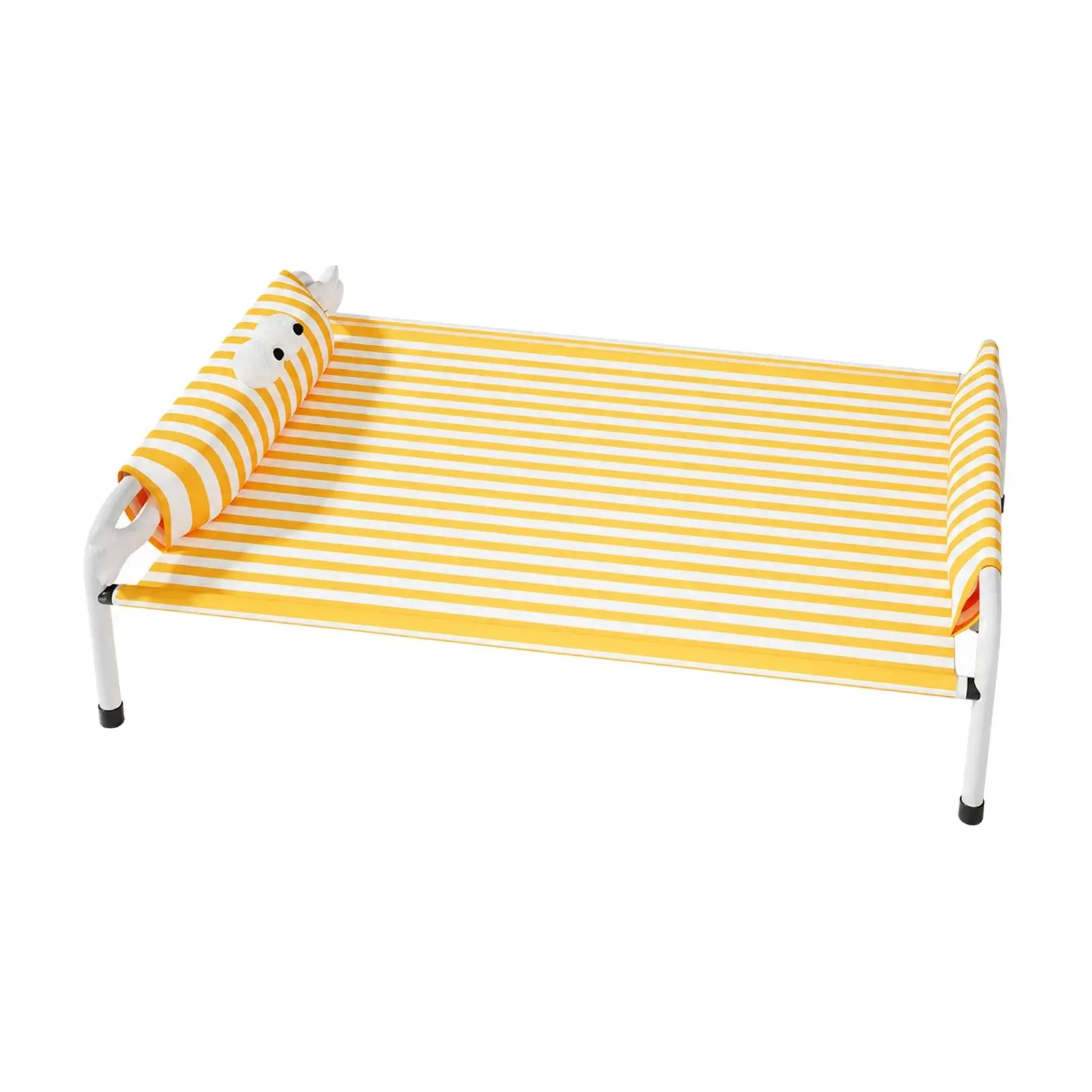 Elevated Dog Bed for Cats with Breathable Mesh and Padded Bolsters Cartoon Face Design Washable Outdoor Resting Mat