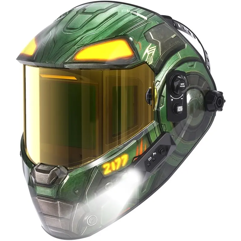 ABUI-Auto Darkening Welding Helmet With Light 4 Arc Sensors Solar Power Welder Mask Type-C Fast Charging