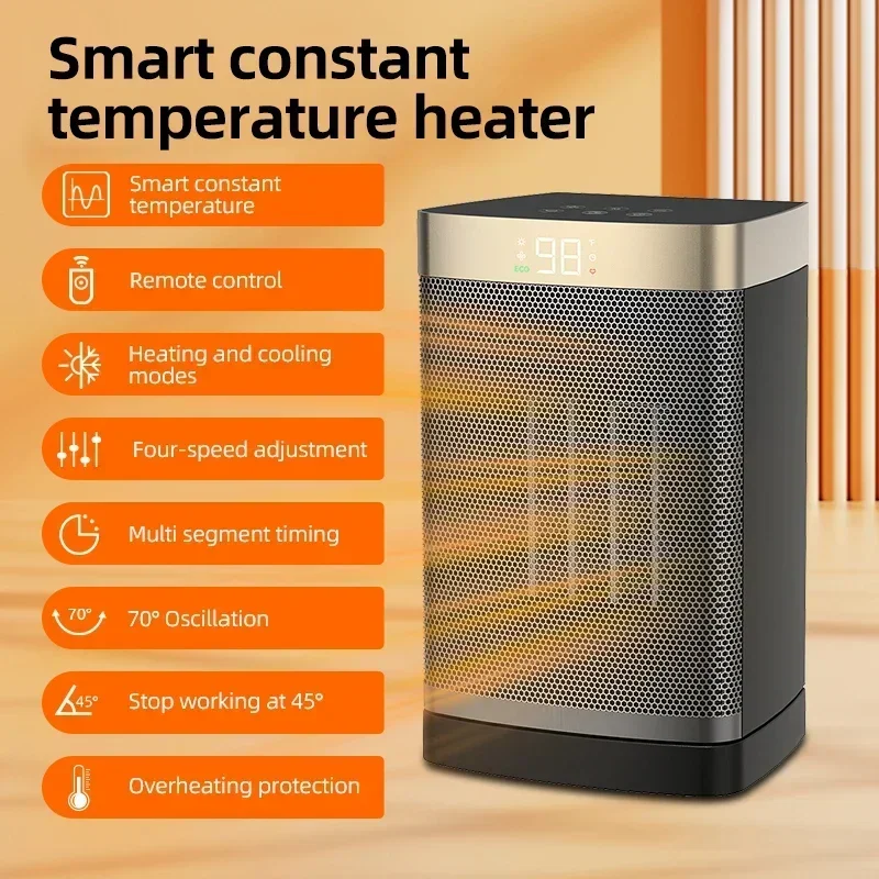 Indoor Space Heater, 1500W with Thermostat PTC Electric Heater 70 Oscillation Overheat Protection for Home Desk Indoor