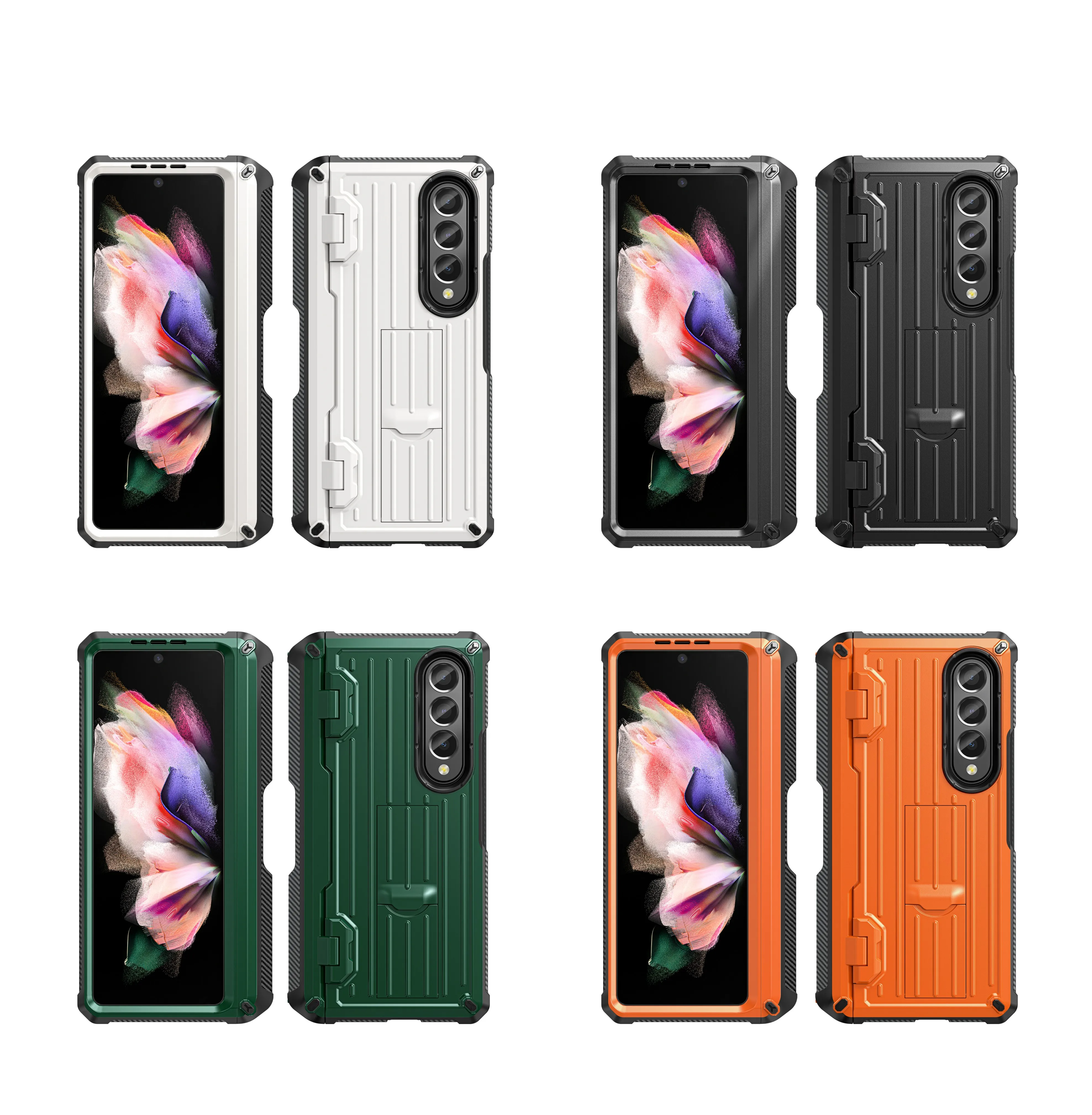 Shockproof Holder Stand Cover For Samsung Galaxy Z Fold 3 4 For Fold5 Armorer Rugged Case Funda