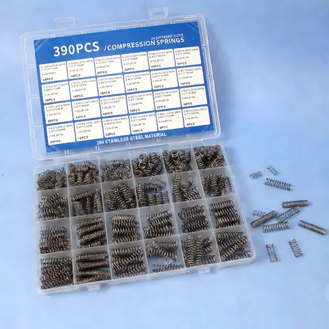 390pcs Premium Spring Assortment Kit 24 Sizes Stainless Steel Compression/Extension/Torsion Springs for Auto Industrial Repair