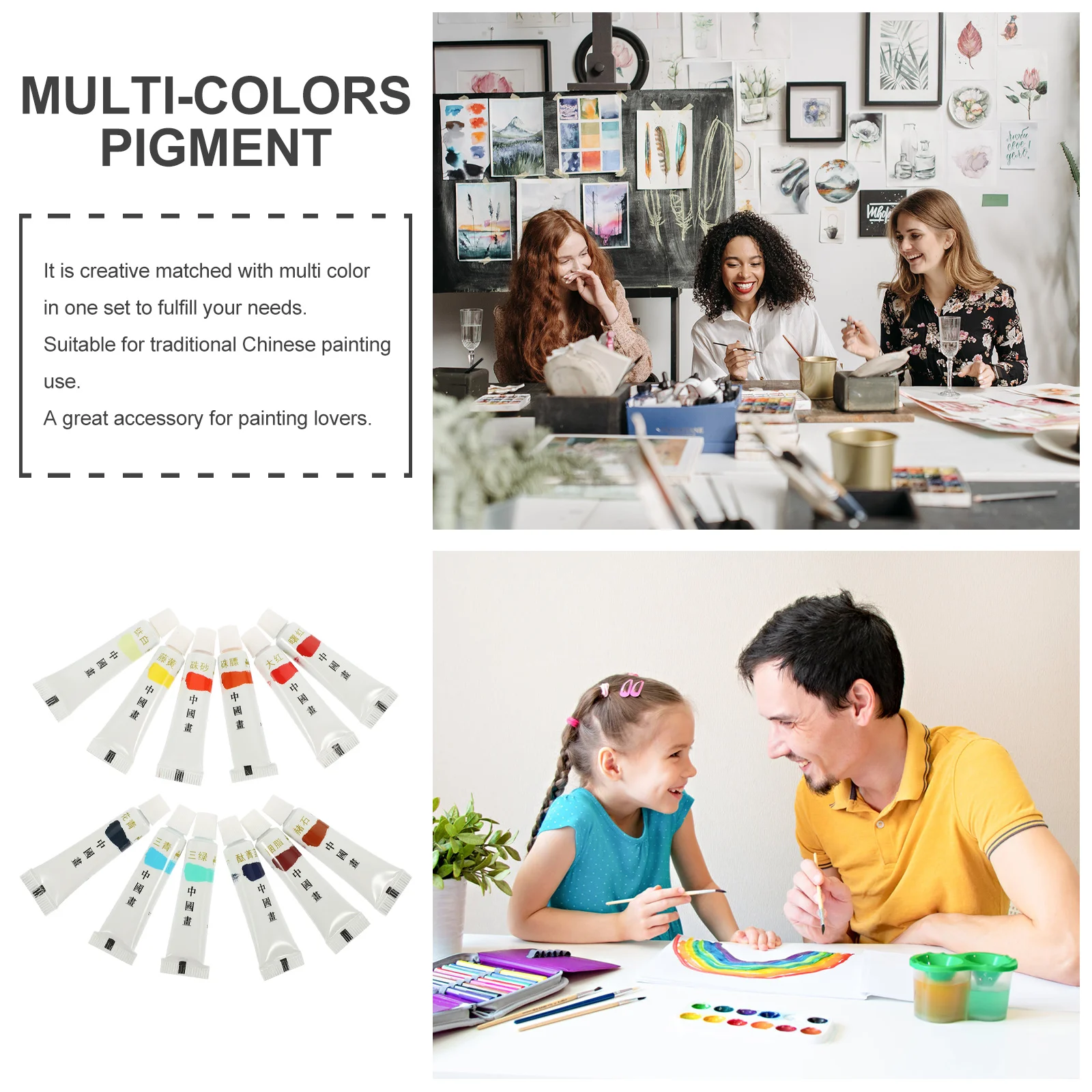 

1 set 1 Set Ink Landscape Painting Premium Eco-Friendly Chinese Painting Supply Colorful Pigment Set Creative Practical Portable