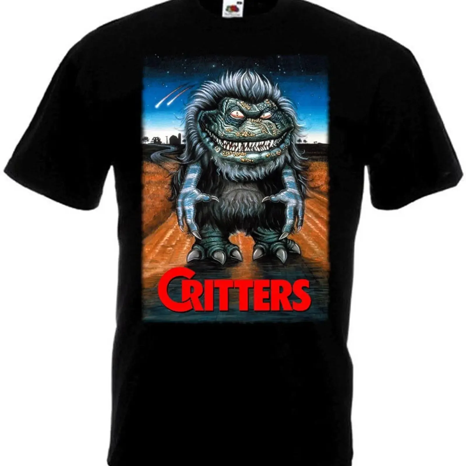 CRITTERS 1 Movie Poster T shirt all sizes black Image of 3 vintage Washed homme streetwear Soft Casual Versatile fashion