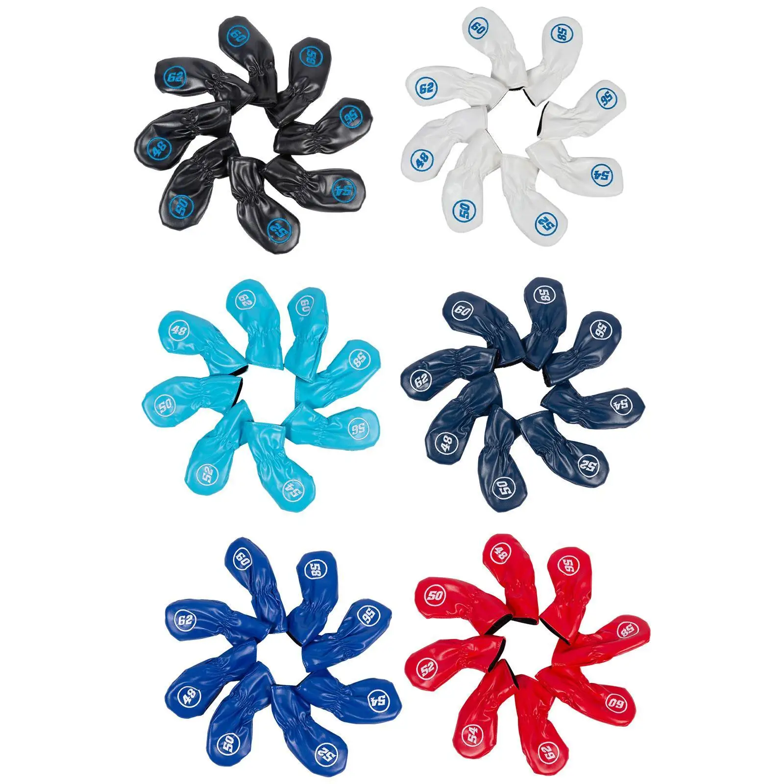 

8x Golf Iron Club Head Covers Embroidery PU Golfer Gift Protector Guard