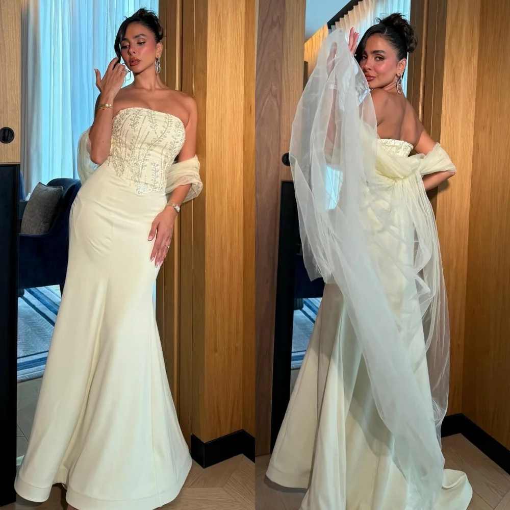 

Customized Sexy Classic Jersey Beading Sequined Mermaid Strapless Long Dresses Bespoke Occasion Dresses Sizes Available Fashion