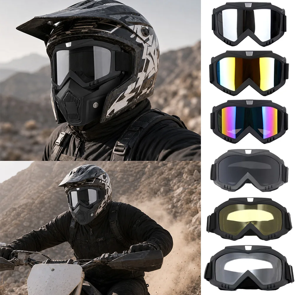Detachable Face Shield Goggle with Thick Sponge for Men Women, for Winter Snow Off‑Road Desert Woodland Outdoor Riding