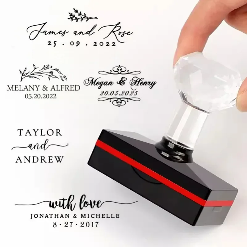 Custom Wedding Stamp name and date ink stamp Customized Photosensitive Self Inking Stamp Personalized Return Address Invitation