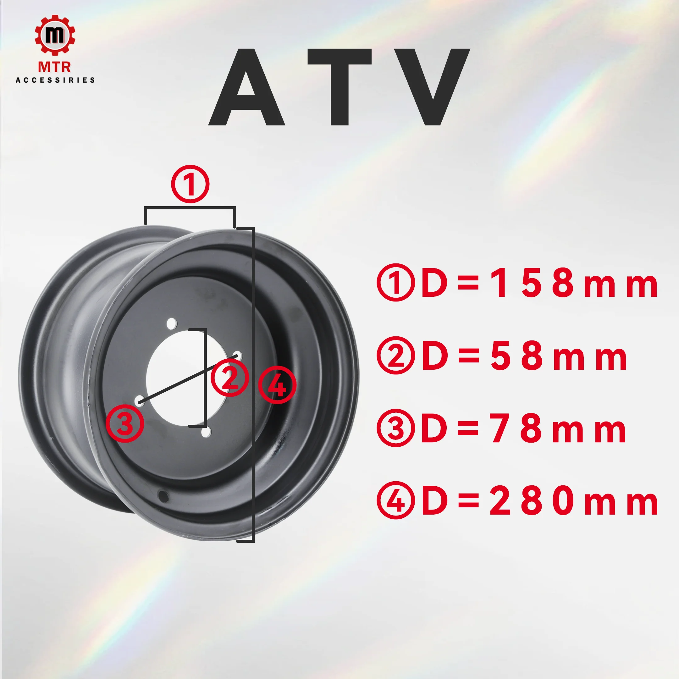 ATV Rims Quad Wheels 10 Inches All Terrain Vehicle Metal Wheels Hubs