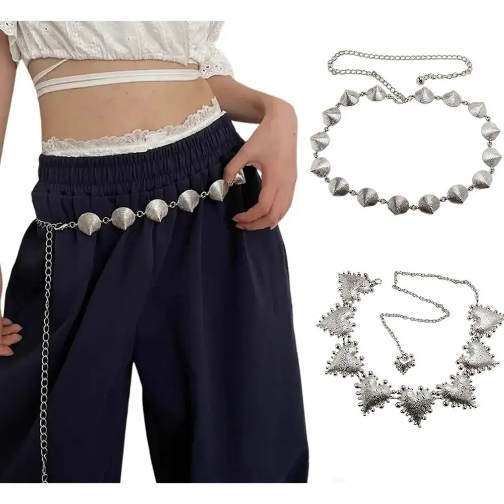 새로운 금속 허리 벨트 체인 고딕 체인 디자인 파티 의상 벨트 실버 조정 가능한 카우보이 쥬얼리 벨트 의상 액세서리
