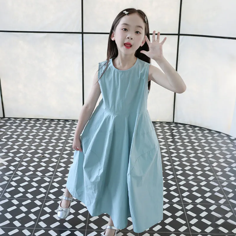 2026 Cotton French Elegant Midi Princess Stylish Summer Dress For Older Girls