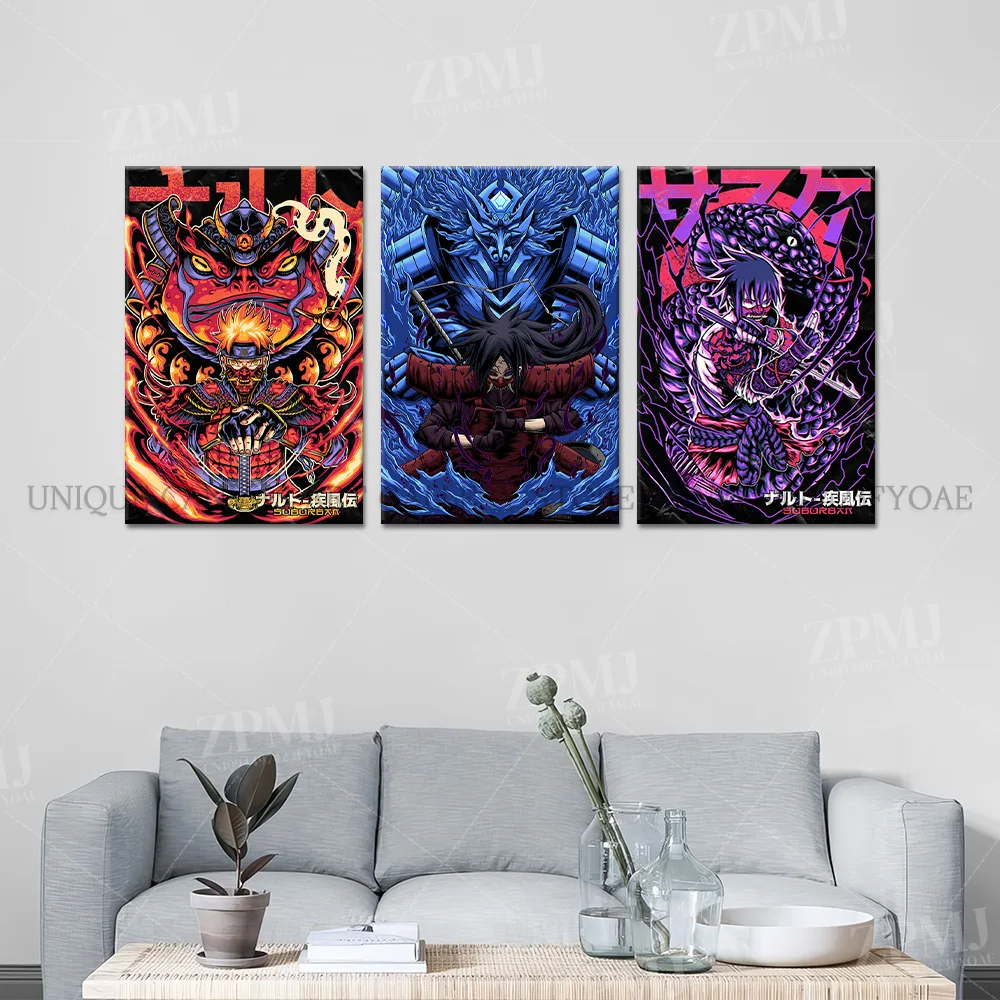 Naruto Leinwanddrucke Poster Cartoon Jiraiya Figuren Heimdekoration Malerei Wandkunst Bild Wohnzimmer Kein Rahmen Wandbild – Detail 2