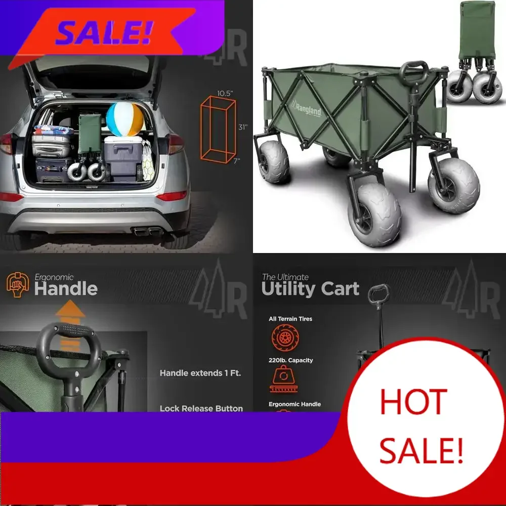 

Горячая распродажа: Вездеходная тележка с 9 пневматическими шинами, складная стальная рама для использования на пляже и песке