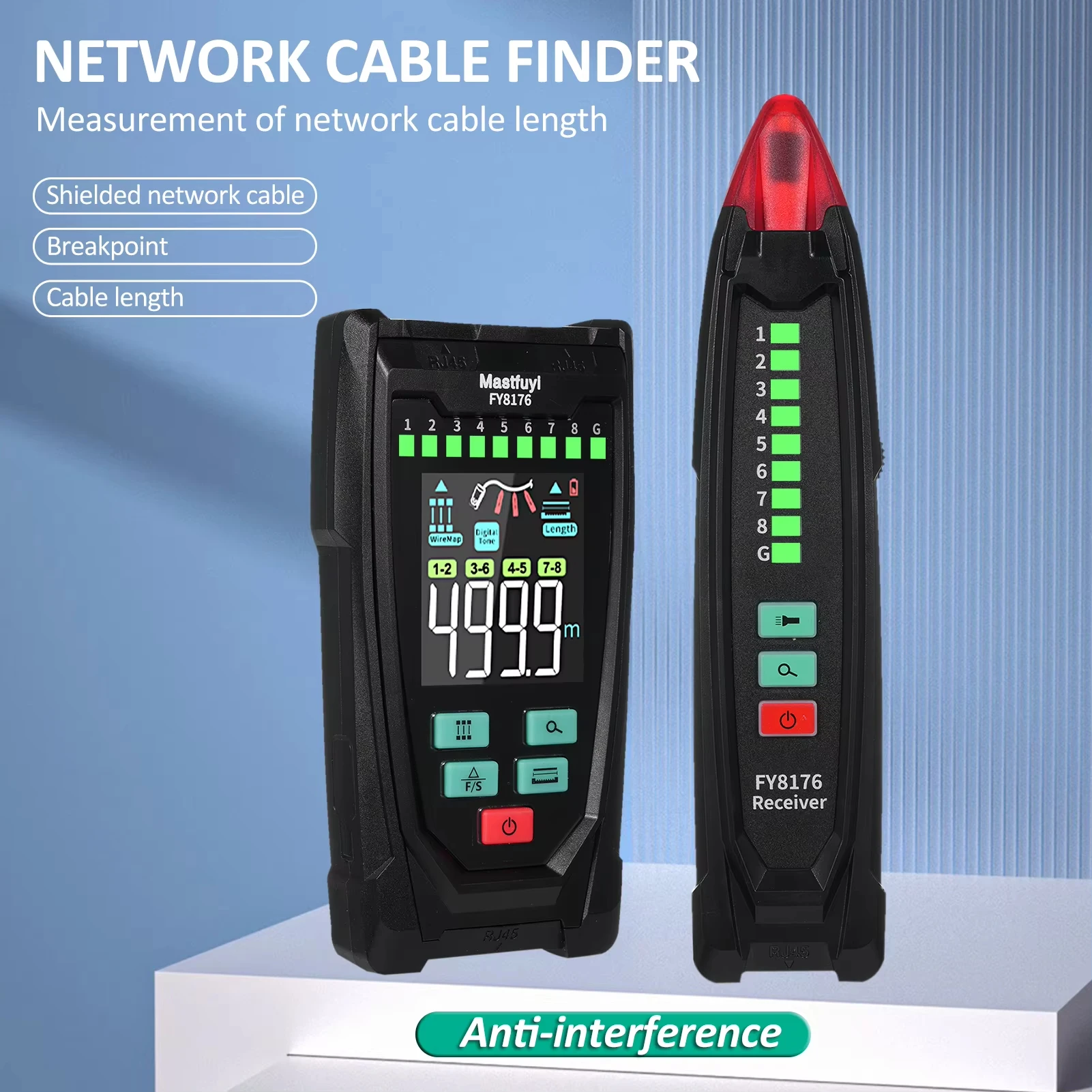 

Test TDR RJ45 Digital Network Line Finder Wire PoE Checker Network Adjustable Cable Tester Distance Location Cable Length FY8176