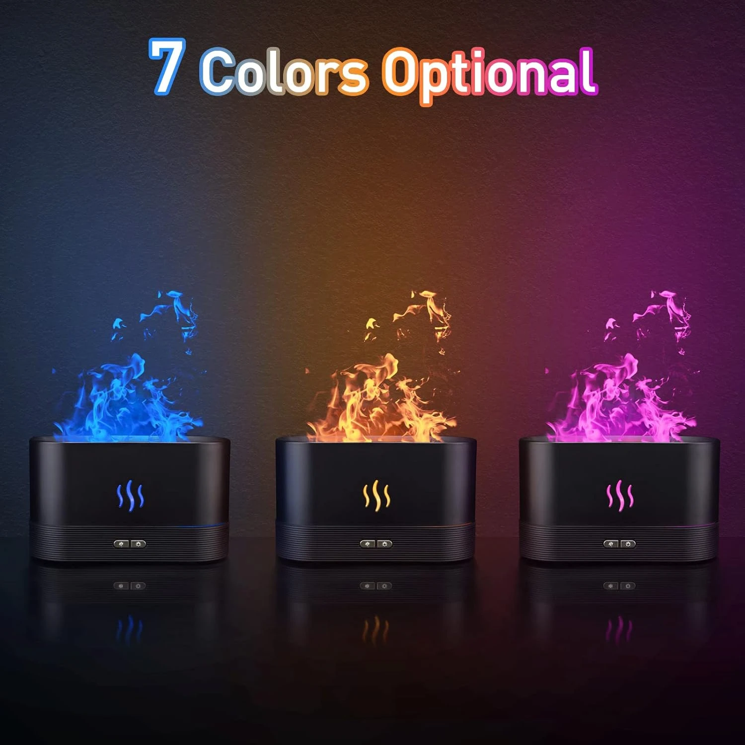 Premium Upgraded Silent White Colorful Flame Air Diffuser Humidifier with 7 Vibrant Flame Colors - Ideal for Home, Office, Yoga