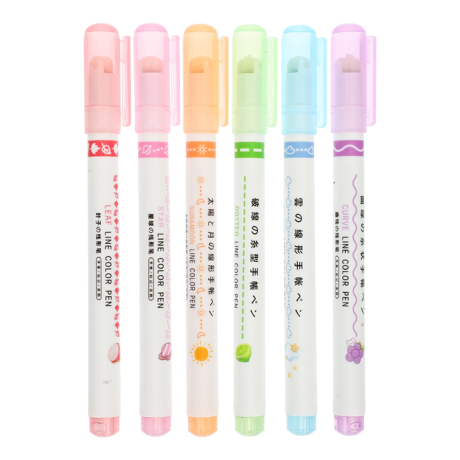 

6Pcs Curve Pens Highlighter Set Colorful Markers for Books Scrapbooking Studying and Note Taking