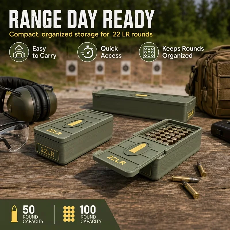 Capacity 50/100/250 Rounds Of 22LR Bullets Pre-Installed Pull-Out Shell Storage Box Bullet Box Organizer Case