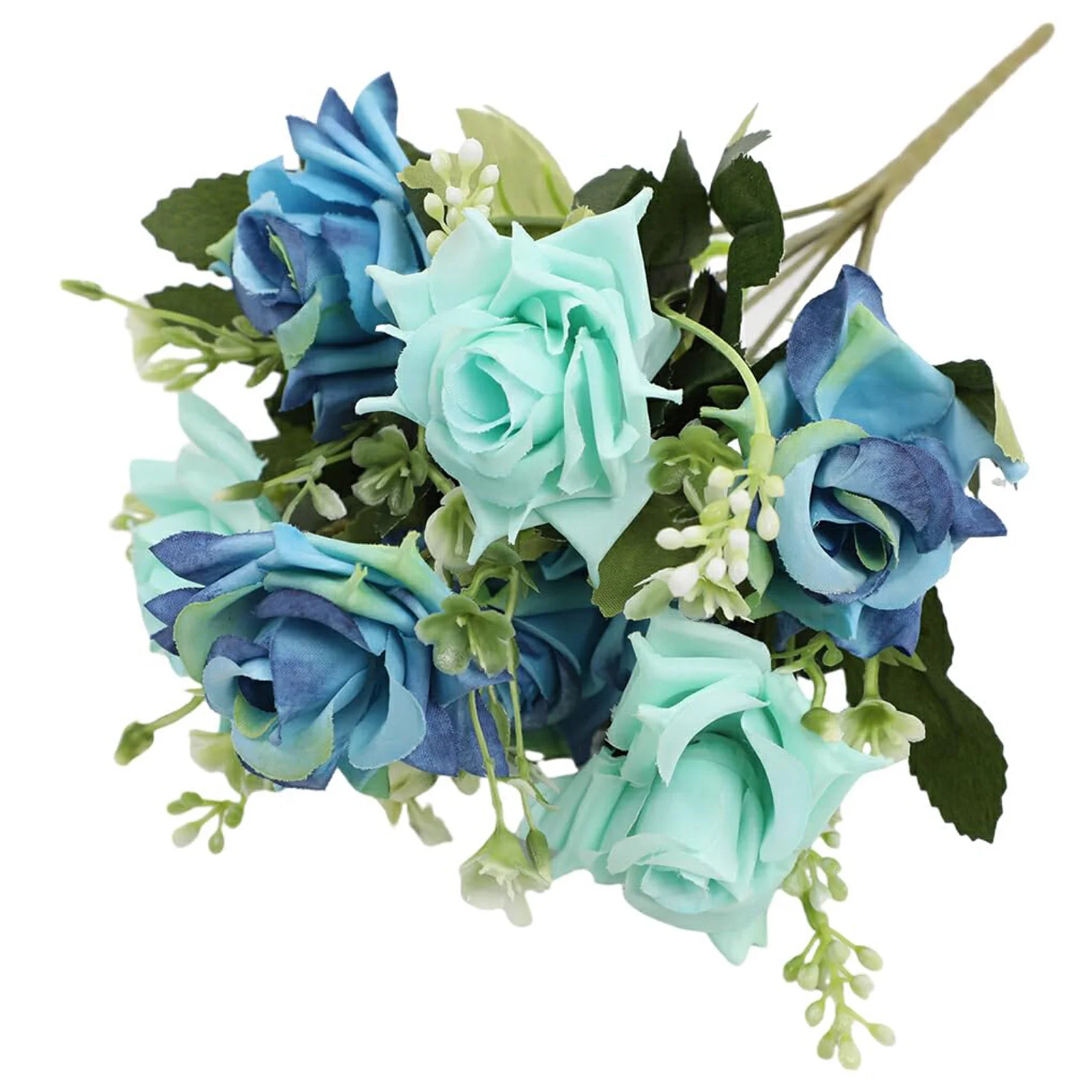 Ramo Artificial de Rosas de Esquina Hennessy, Azul Verde, Decoración Romántica de San Valentín, Arreglo Floral Artificial, Decoración Elegante para Mesa de Hogar