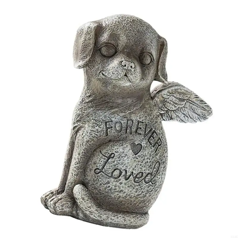 U2JC Pet Memorial Stones Pet Dog Cats Resins Ornaments for Outdoor and Indoor Remembrance Memorial Gift Pet Wing