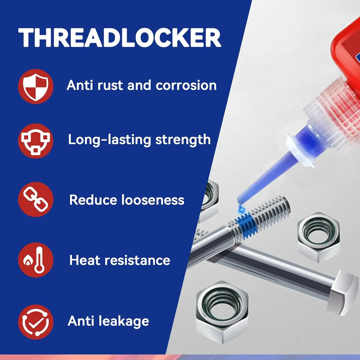 Thread Locking Agent, A Removable Thread Locking Adhesive Used For Nuts, Bolts, and Fasteners to Prevent Loosening and Corrosion