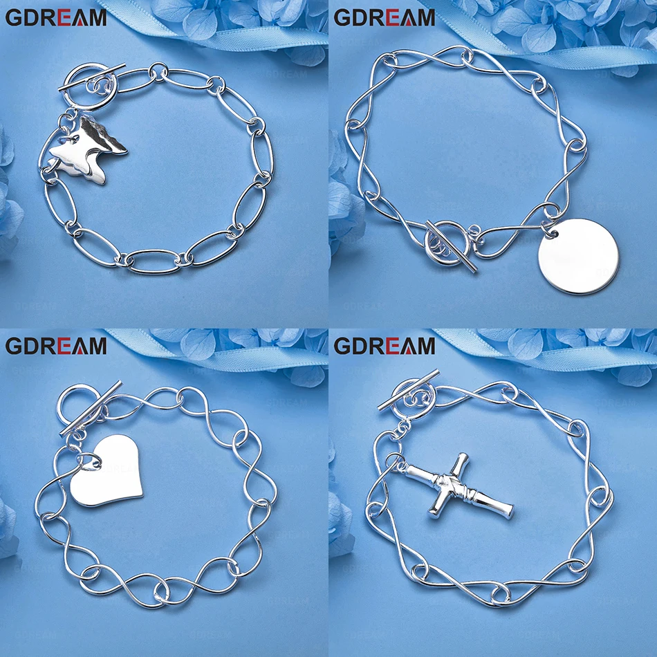 

GDREAM Стерлингового Серебра 925 пробы 8 форм Круглый браслет-цепочка Элегантные простые женские свадебные украшения для помолвки