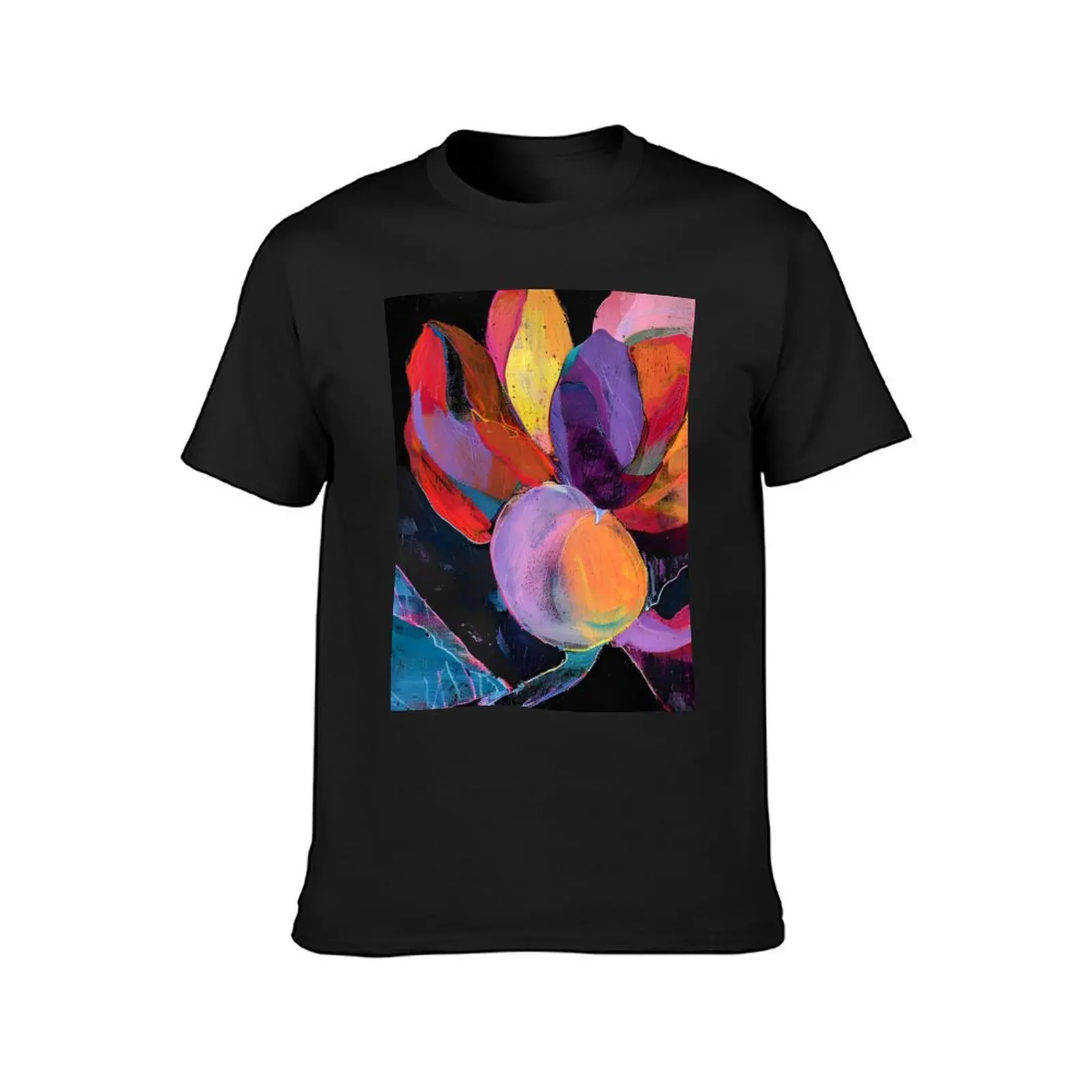 Midnight Bloom- Evocative Floral Fauvist Realm Where Simplicity Meets Complexity in Abstract Expressionism T-Shirt