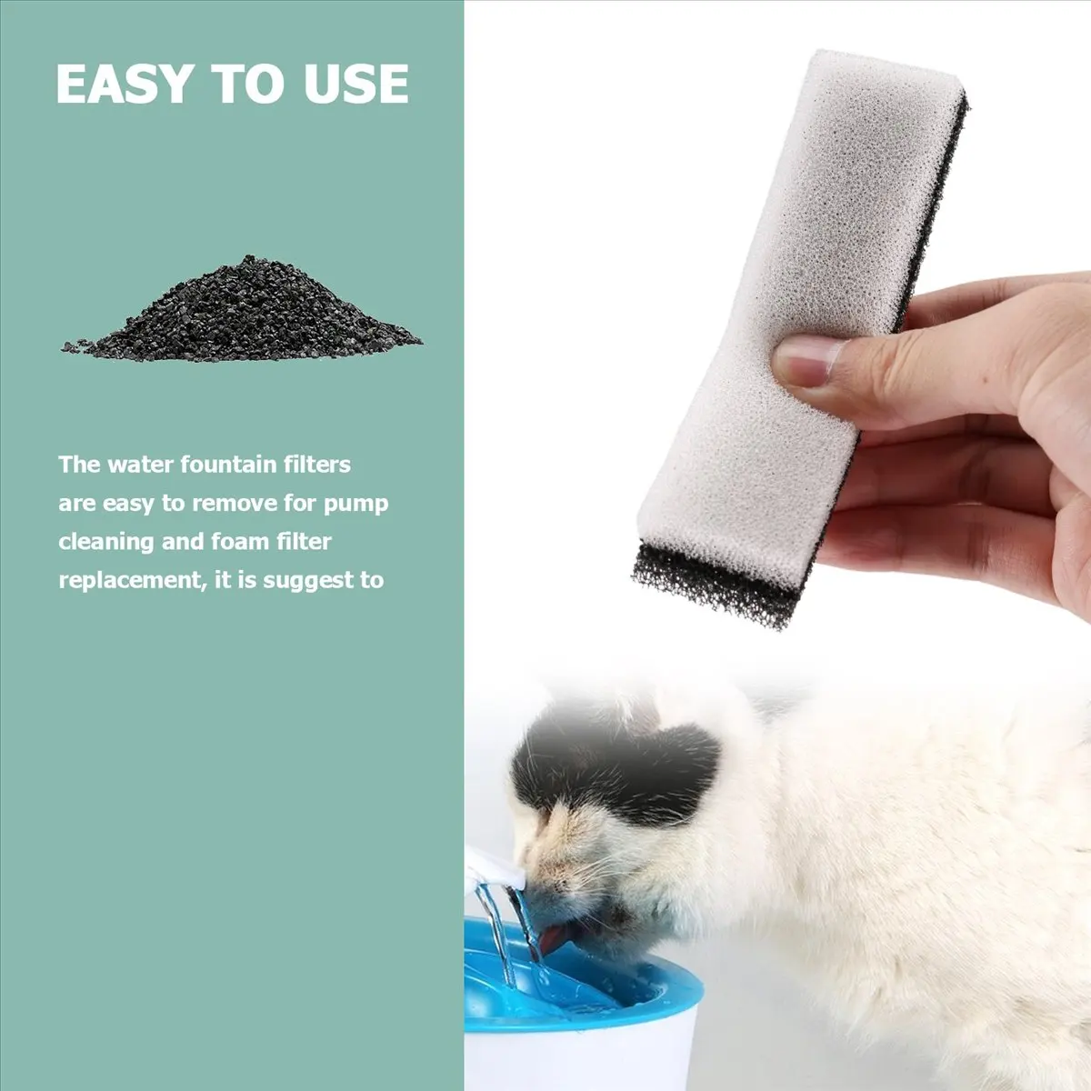 HITL 12 Pack Pet Water Fountain Filter, Cat Dog Water Fountain Replacement Filters Compatible with WF020 Water Fountain