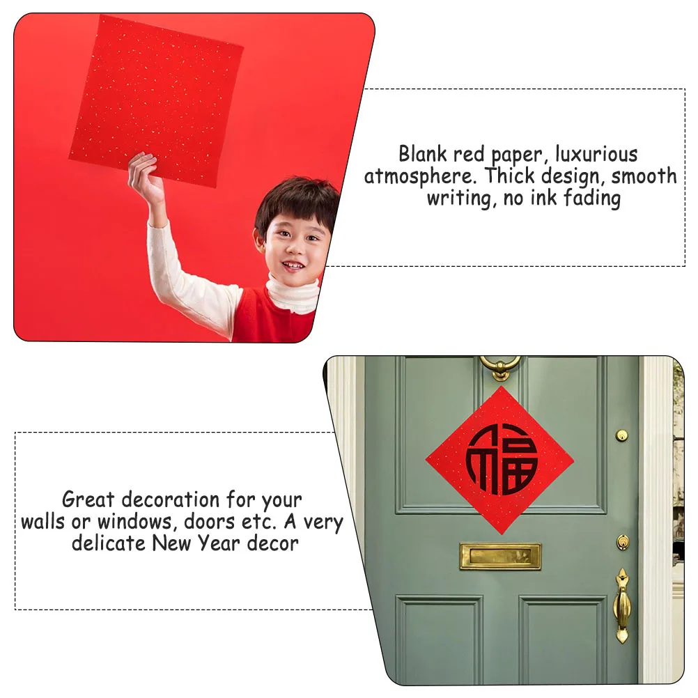 

60 Sheets Red Xuan Paper Blank Fu Character Paper for Spring Festival Calligraphy Writing DIY Chinese New Year Decoration Supply